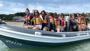 English students on RIB tour