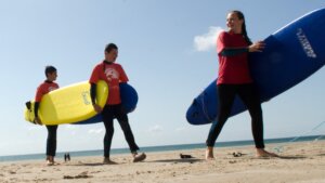 English students surfing