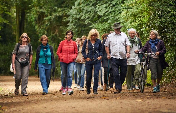 English students on a walk